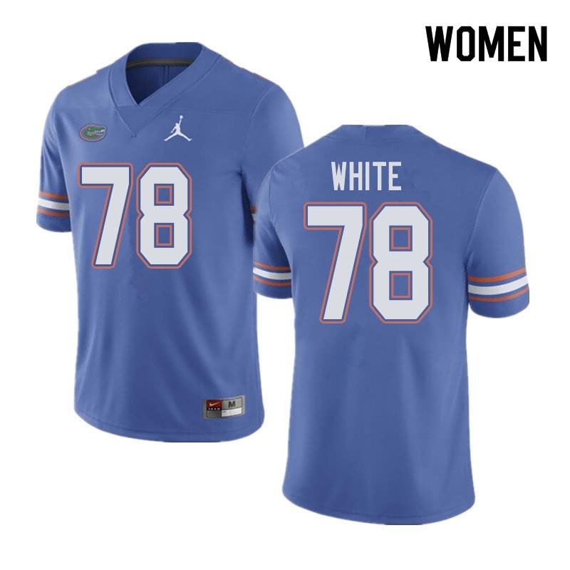 Women's NCAA Florida Gators Ethan White #78 Stitched Authentic Jordan Brand Blue College Football Jersey UAH7465GG